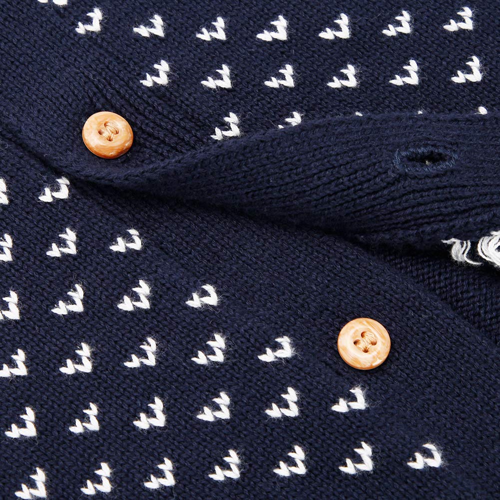 Sanmio Toddler Baby Boys Girls Deer Christmas Cardigan Sweater Long Sleeve Button-Up Coat 6M-4T Navy
