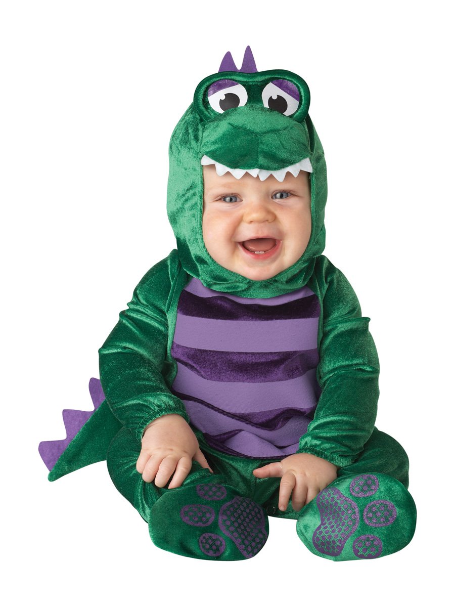 Lil Characters Unisex-baby Newborn Dinosaur Costume, Green/Purple, Small