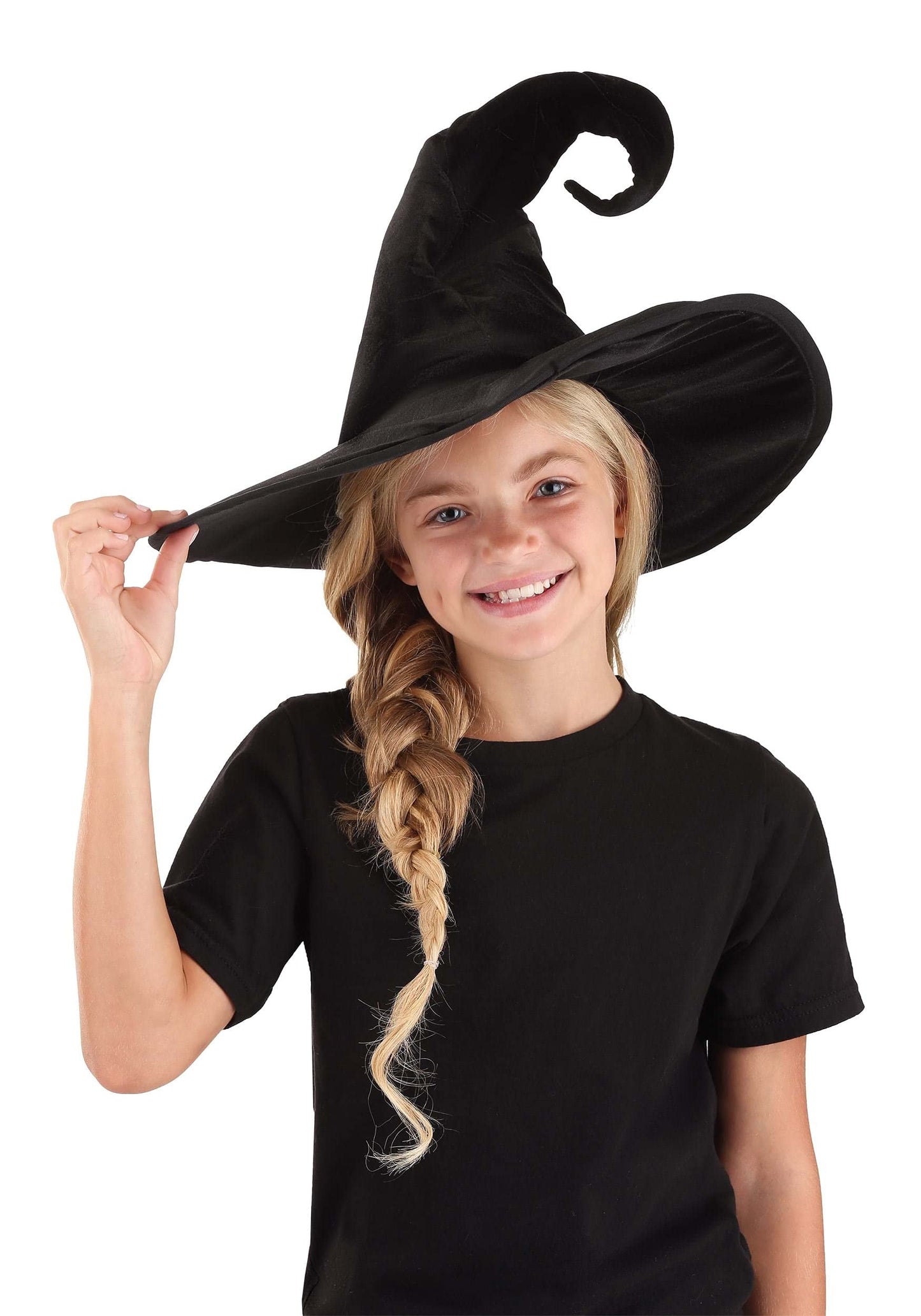 Fun Costumes Deluxe Kid's Witch Hat - Velour Fabric with Foam Backing, Elastic Band for Snug Fit, Shapeable Crown