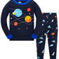 Popshion Planet Pajamas For Boys Long Sleeve Cotton Space Pjs Toddler 2 Piece Galaxy Sleepwear Kids Rocket Pants Set Boy Jammies