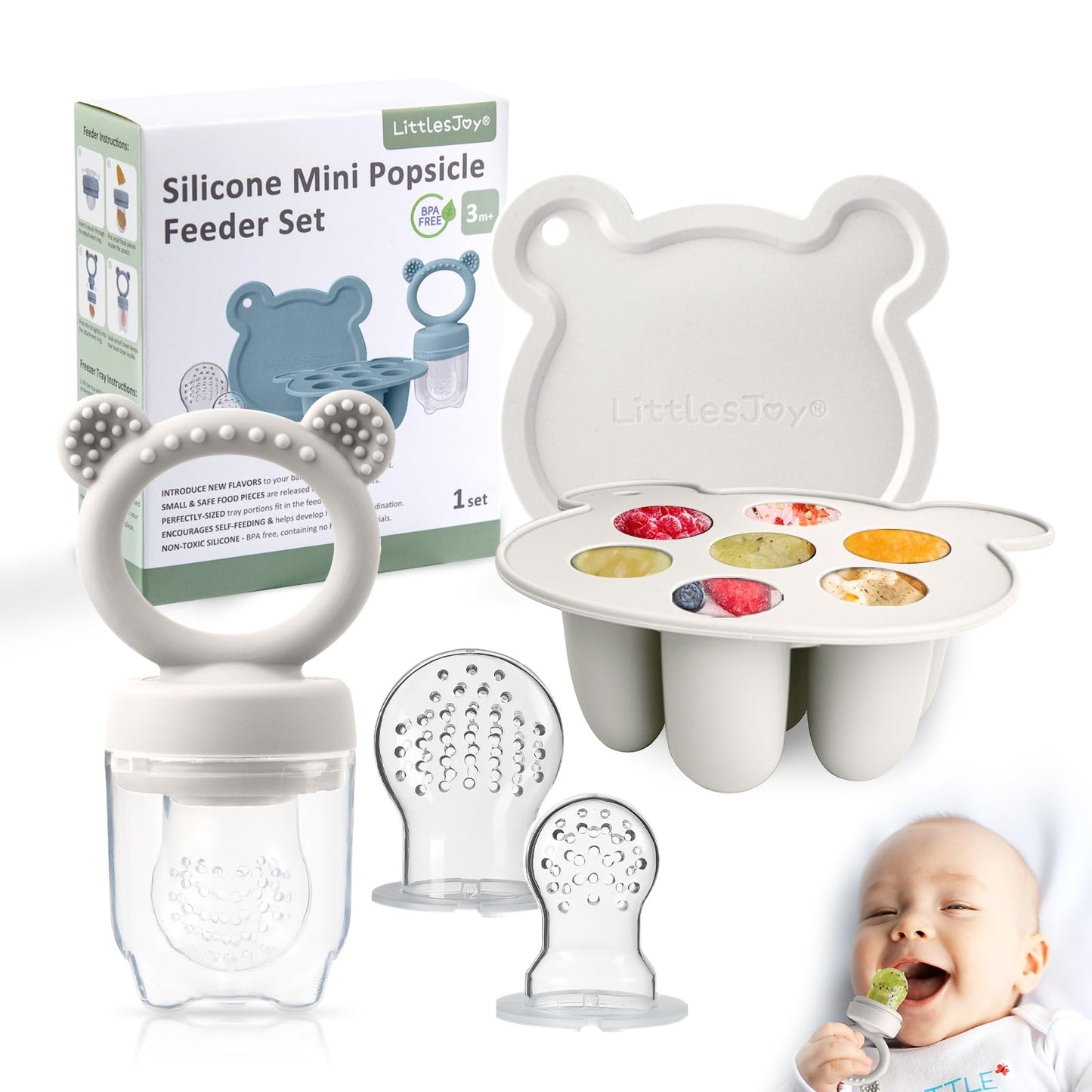 Littlesjoy Baby Teething Relief Teether, Breast Milk Popsicle Mold For Purees .Silicone Baby Fruit Food Feeder For Safe Infant S