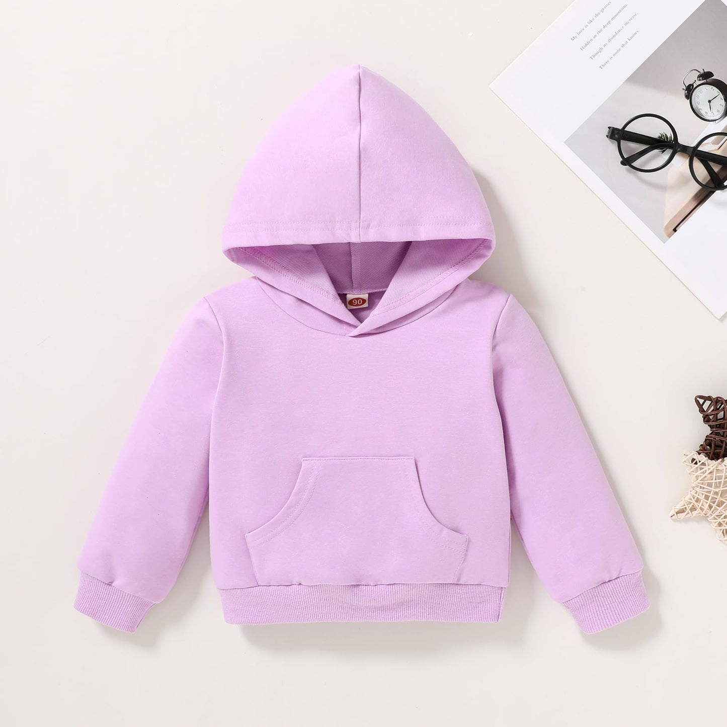 Happy Town Toddler Fall Outfits For Girl Boy Long Sleeve Hoodie Top And Long Sweatpants Set Toddler Sweatsuit (Solid Color-Lilac