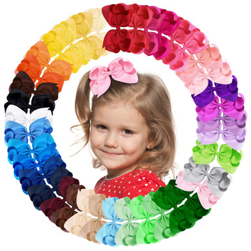 Oaoleer 40Pcs 4.5' Hair Bows Clips Grosgrain Ribbon Bows Hair Alligator Clips Hair Barrettes Hair Accessories For Baby Girls In