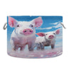 Canvas Storage Organizer Bin, Pig (6) Storage Basket Laundry Hamper with Handle for Clothes Playroom Decor, Large, 20 in Diamete