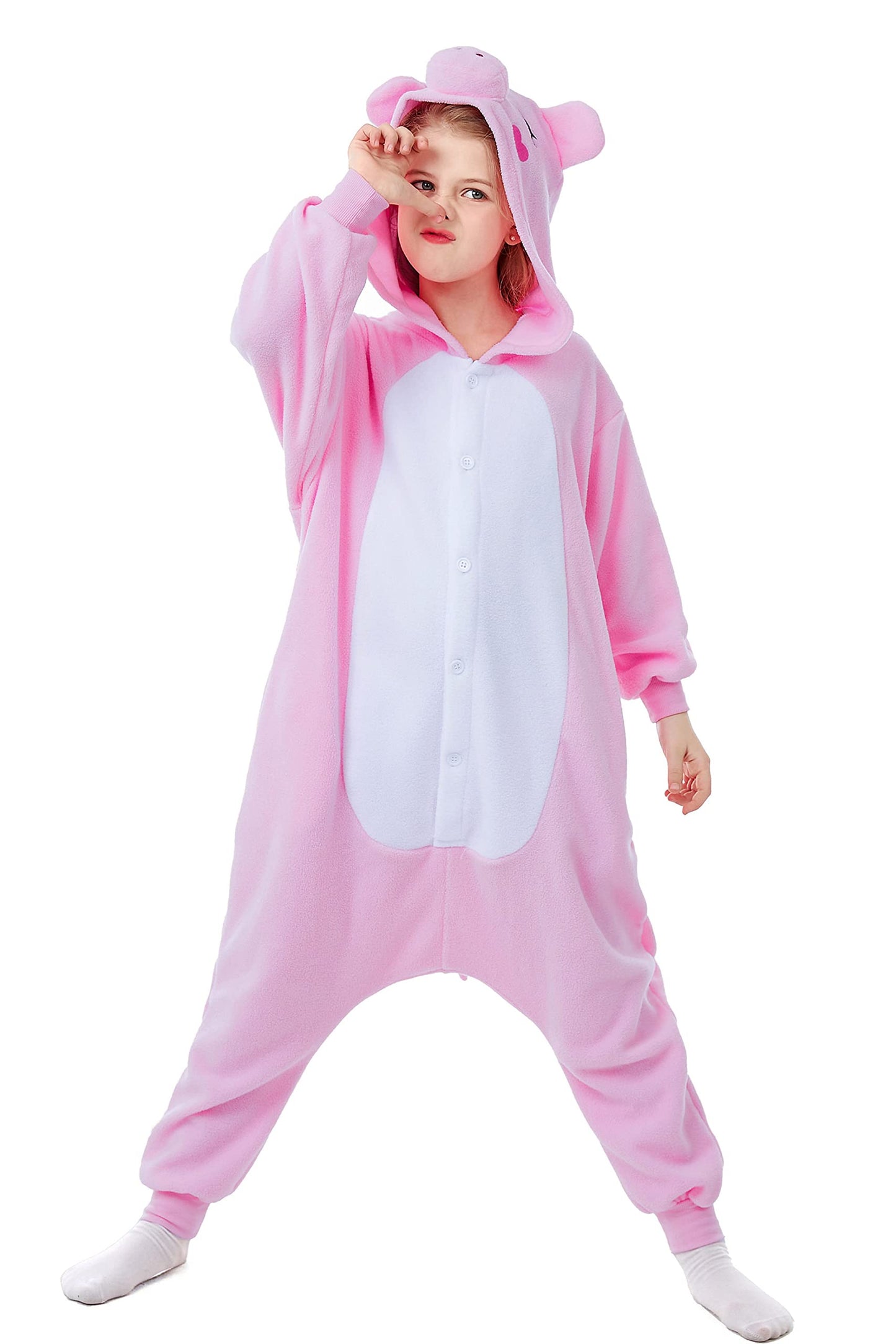 Canasour Pig Onesie Kids Halloween Cosplay Costume Girls One Piece Pjs Anime Unisex Hoodie Pajamas Pink For 6-8 Years Boys Party