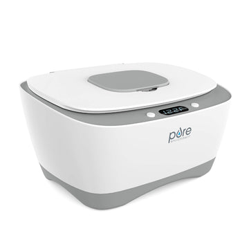 Purebaby Wipe Warmer With Digital Display - Easy-Feed Dispenser With 3 Heat Settings, Lcd Display, 80 Wipe Capacity, Naturally S