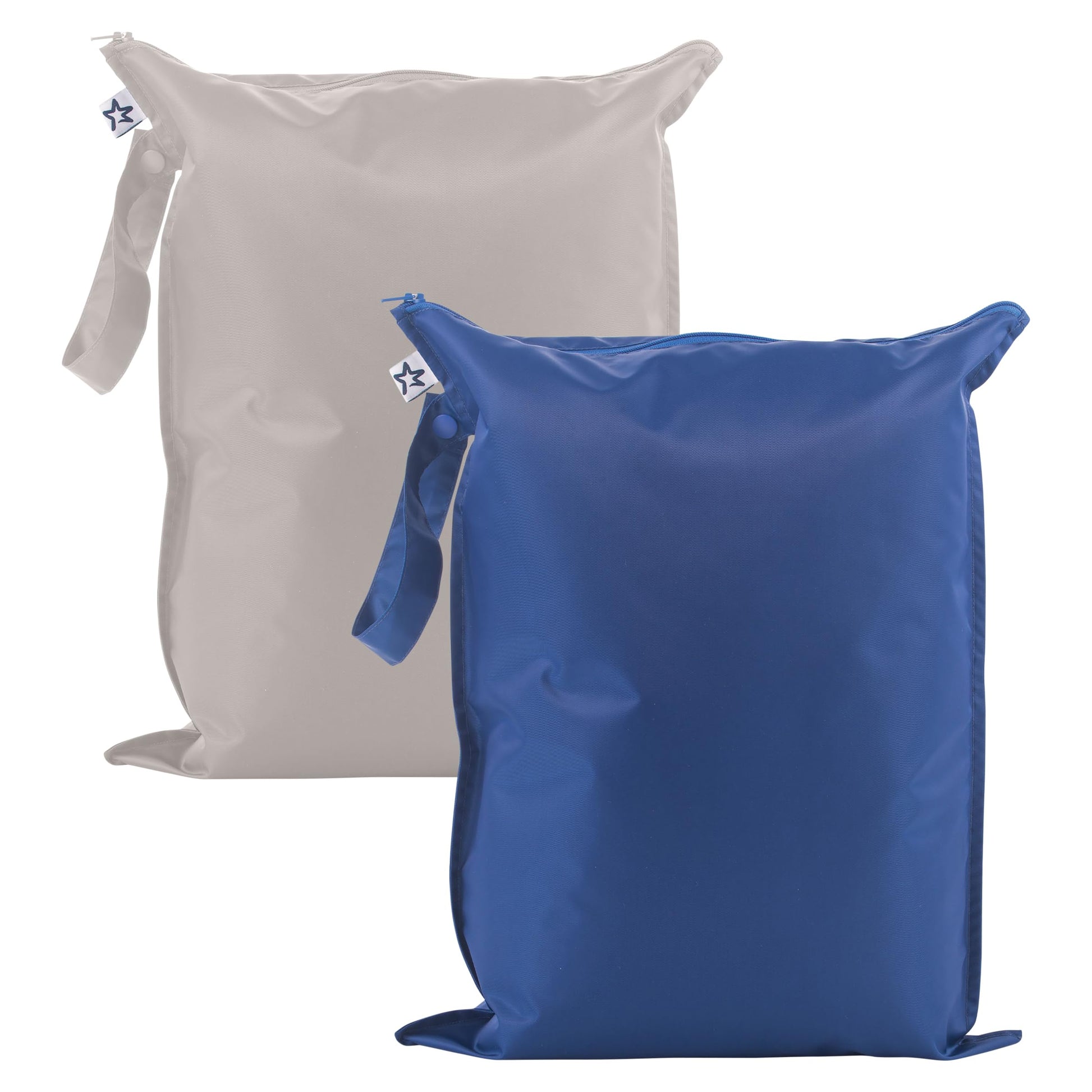 Tiny Twinkle Mess Proof Wet Bags | 2-Pack Reusable Waterproof Wet Bags for Swimsuits | Baby Clothes | Travel & Diaper Bag (Grey,