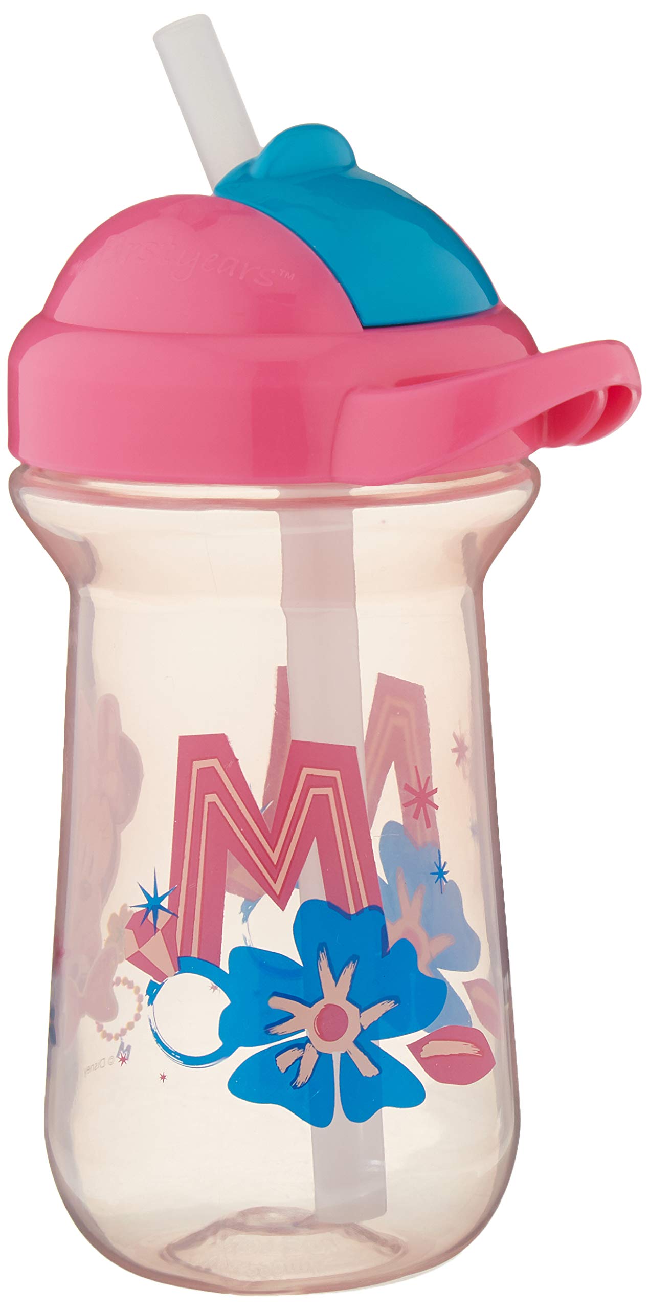 The First Years Disney Minnie Mouse Toddler Straw Cup - Spill Proof Flip Top Toddler Sippy Cups - 18 Months And Up - 10 Oz