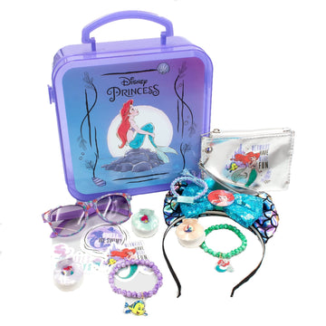 Disney Princess Little Mermaid Girls Collectible Gift Box Bundle - Includes Lunch Box, Headband, Bracelets, Hair Clips, Sunglass