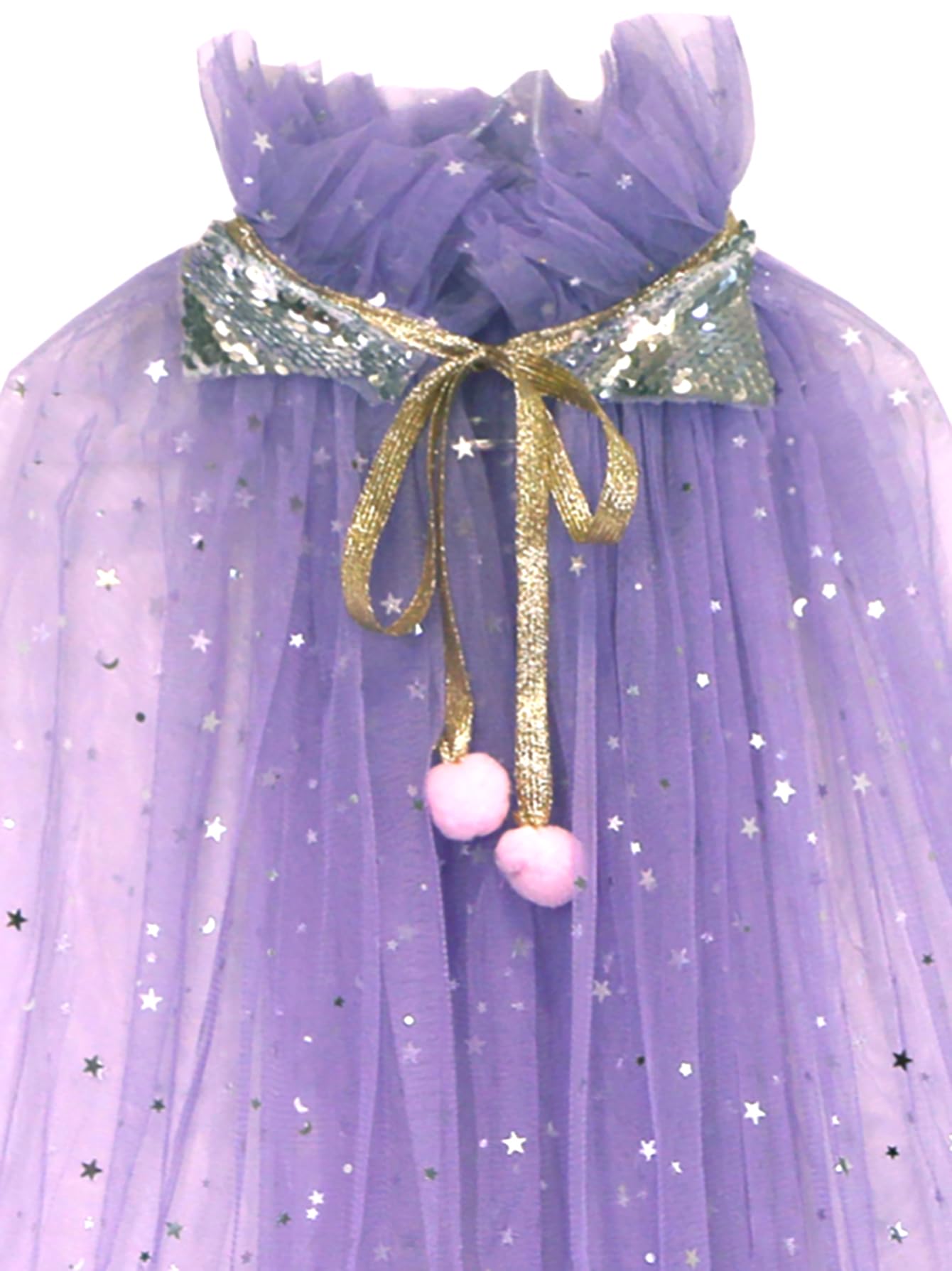 Fkkfyy Little Girl Cape Dress Up For Kids Cloak Lace-Up Matching Princess Birthday Party Cosplay Halloween Star And Moon Sequins