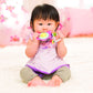 Infantino Spin & Teethe Gummy Pink Flower Rattle - Easy to Grab, Chewy Rings, Multi-Texutre Petals, Roller Ball Center - Teethin
