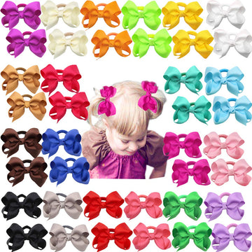 C  Llot 40Pcs Boutique Hair Bows Elastic Ties Kids Children Rubber Bands Ponytail Holders Hair Bands For Baby Girls Teens Toddle