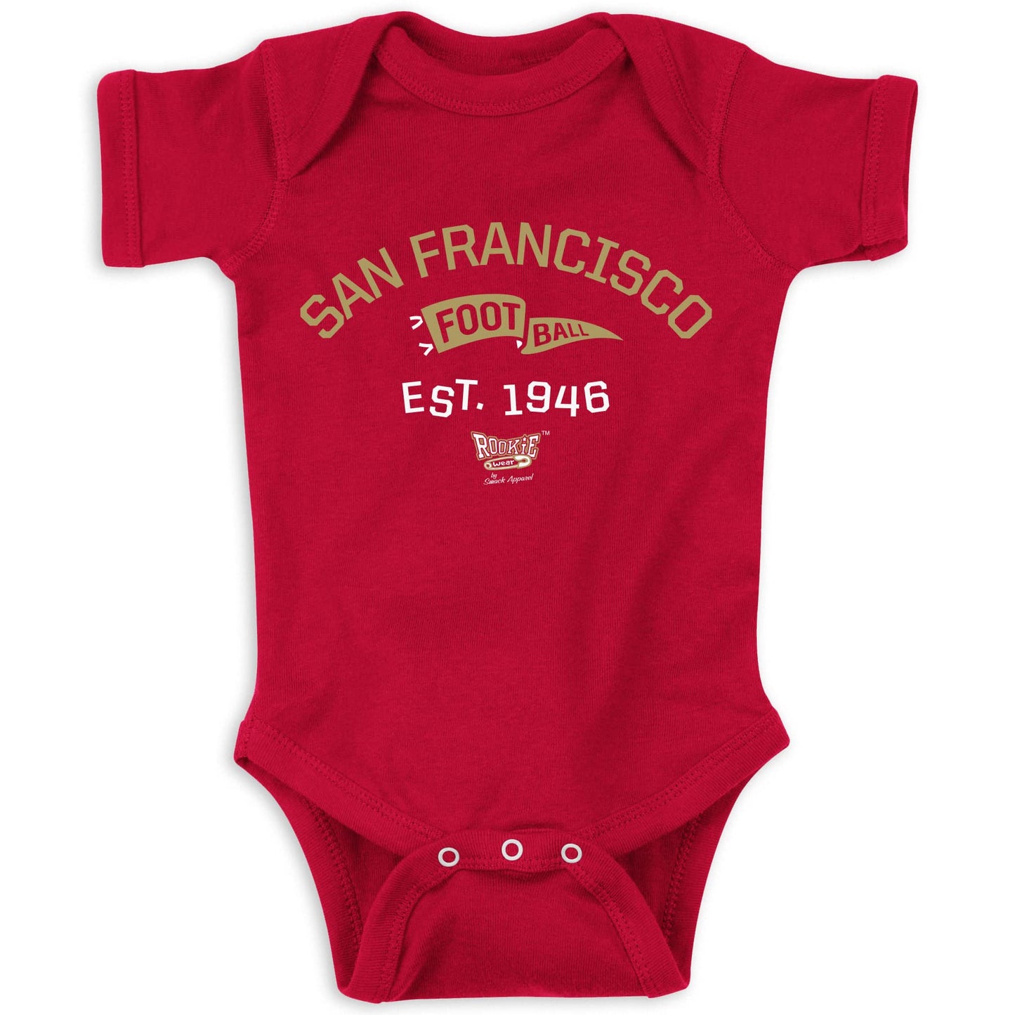 Retro Pennant Baby Apparel For San Francisco Football Fans (Nb-7T) (Red Onesie, 12 Months)