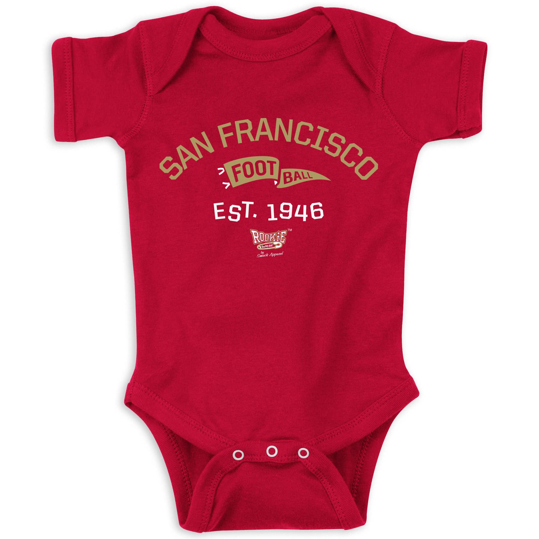 Retro Pennant Baby Apparel For San Francisco Football Fans (Nb-7T) (Red Onesie, 12 Months)