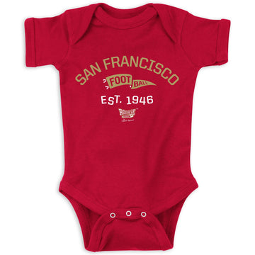 Retro Pennant Baby Apparel For San Francisco Football Fans (Nb-7T) (Red Onesie, 12 Months)