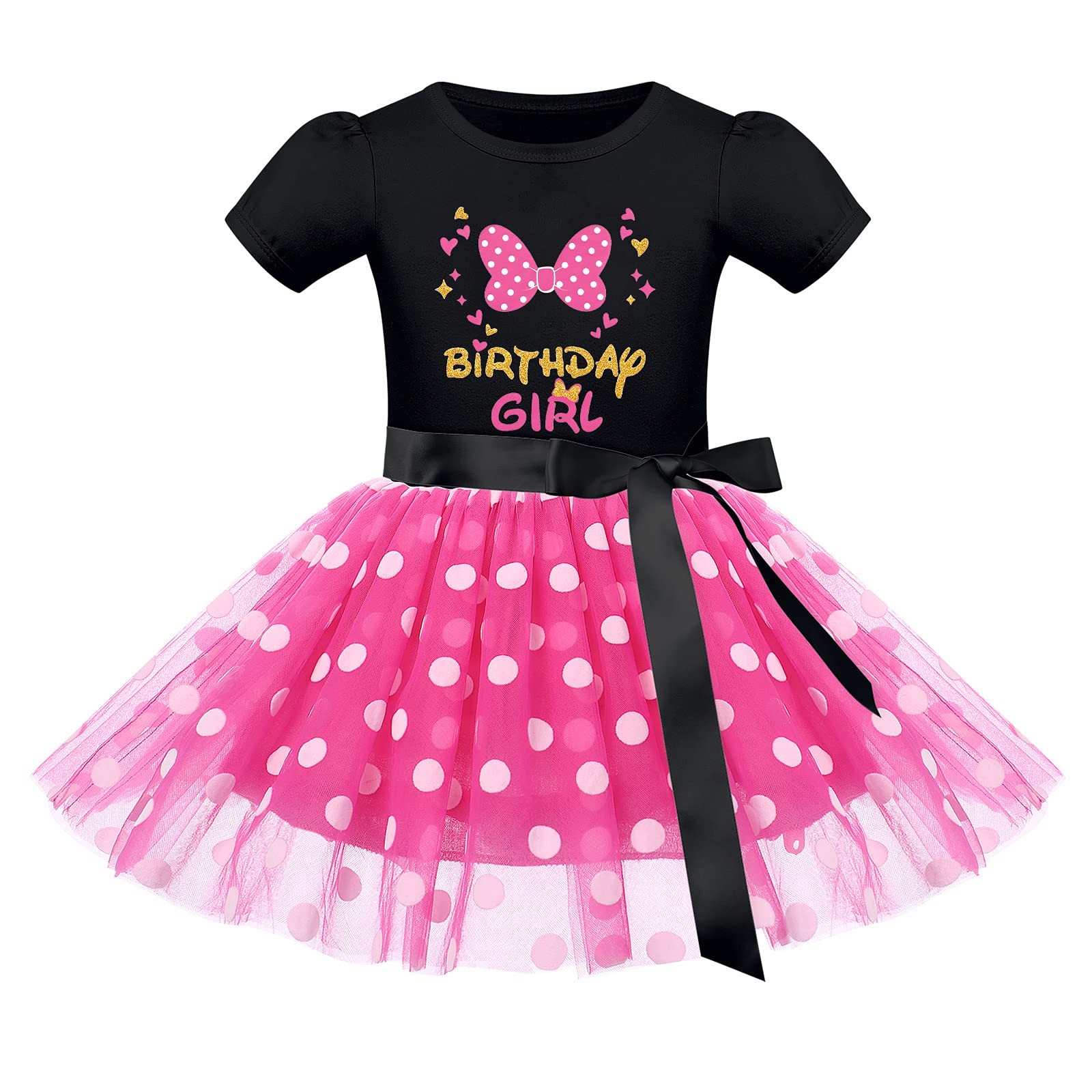 Mouse 4Th Birthday Outfit Baby Girls Dress Polka Dots Mini Tutu Headband Four Years Old Cake Smash Photo Shoot Kids Fourth Mouse