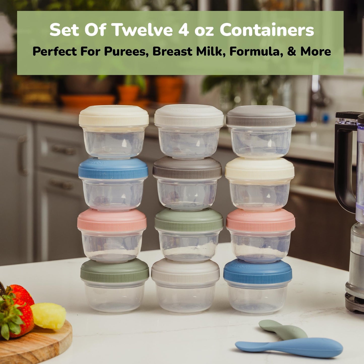 Weesprout Baby Food Containers - Small 4 Oz Containers With Lids, Leakproof & Airtight, Freezer Safe, Dishwasher Safe, Thick Foo