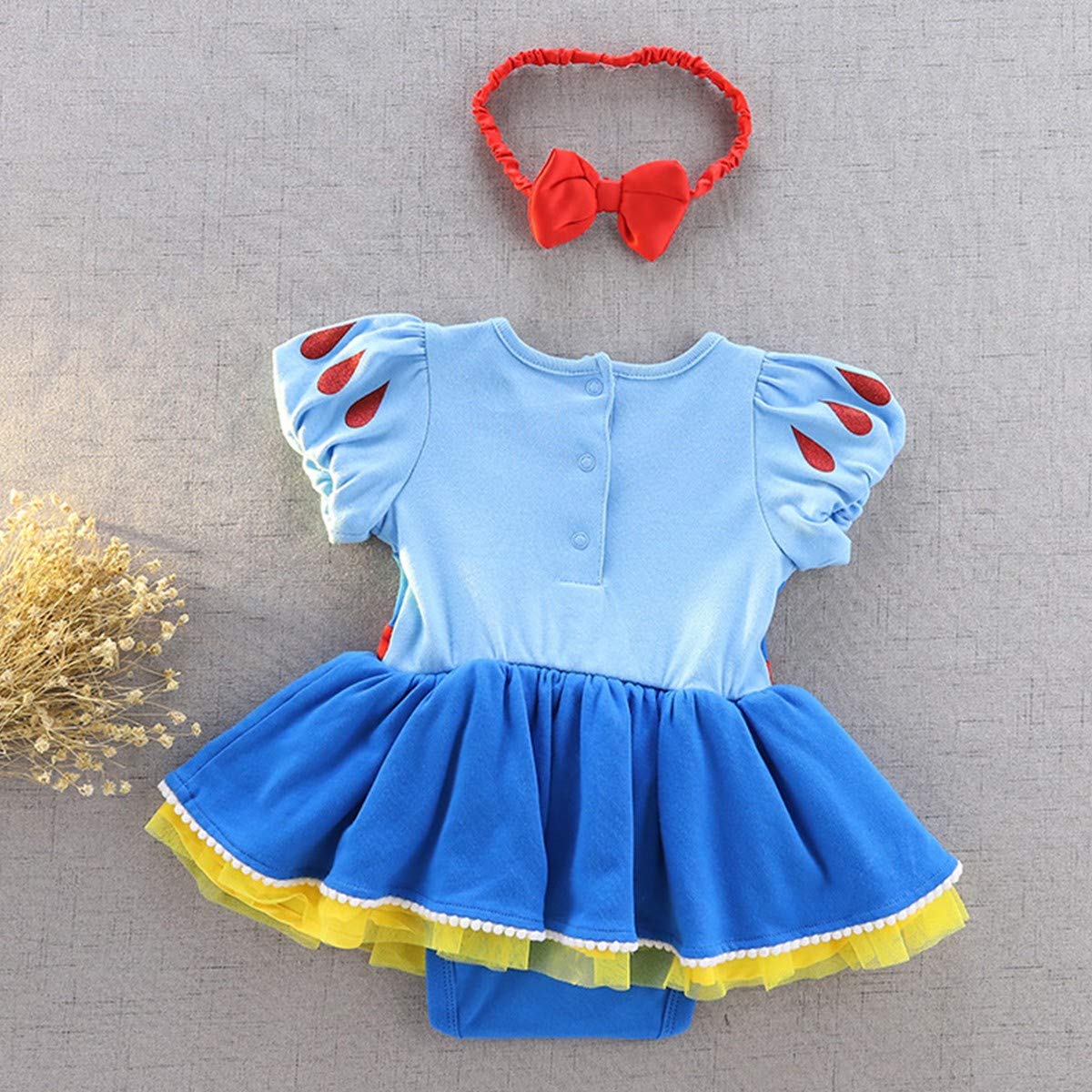 Fmyfwy Newborn Baby Girls Snow White Princess Costume Halloween Christmas Birthday Romper Tutu Dress W/Headband 80