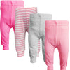 123 Bear Infant and Toddler Soft Cotton Spandex Boys and Girls Pants Multipacks (Pink 2, Newborn)