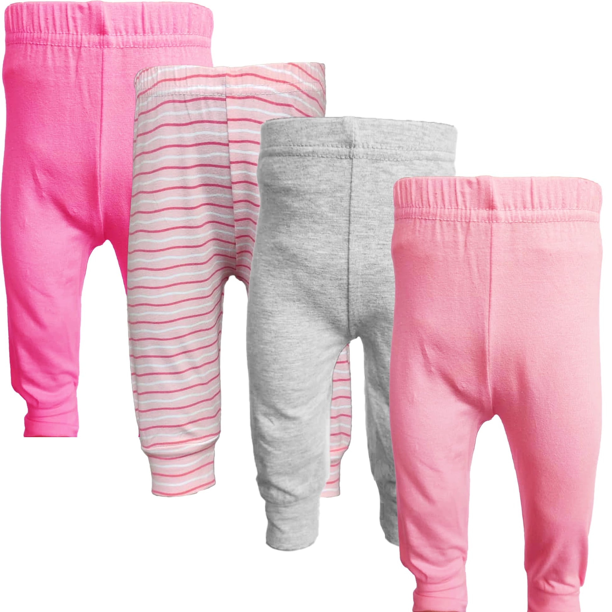 123 Bear Infant and Toddler Soft Cotton Spandex Boys and Girls Pants Multipacks (Pink 2, Newborn)