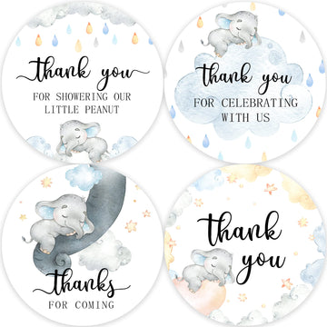 80 Elephant Baby Shower Thank You Stickers, Elephant Themed Baby Shower Favor Label Stickers(2 Inch)