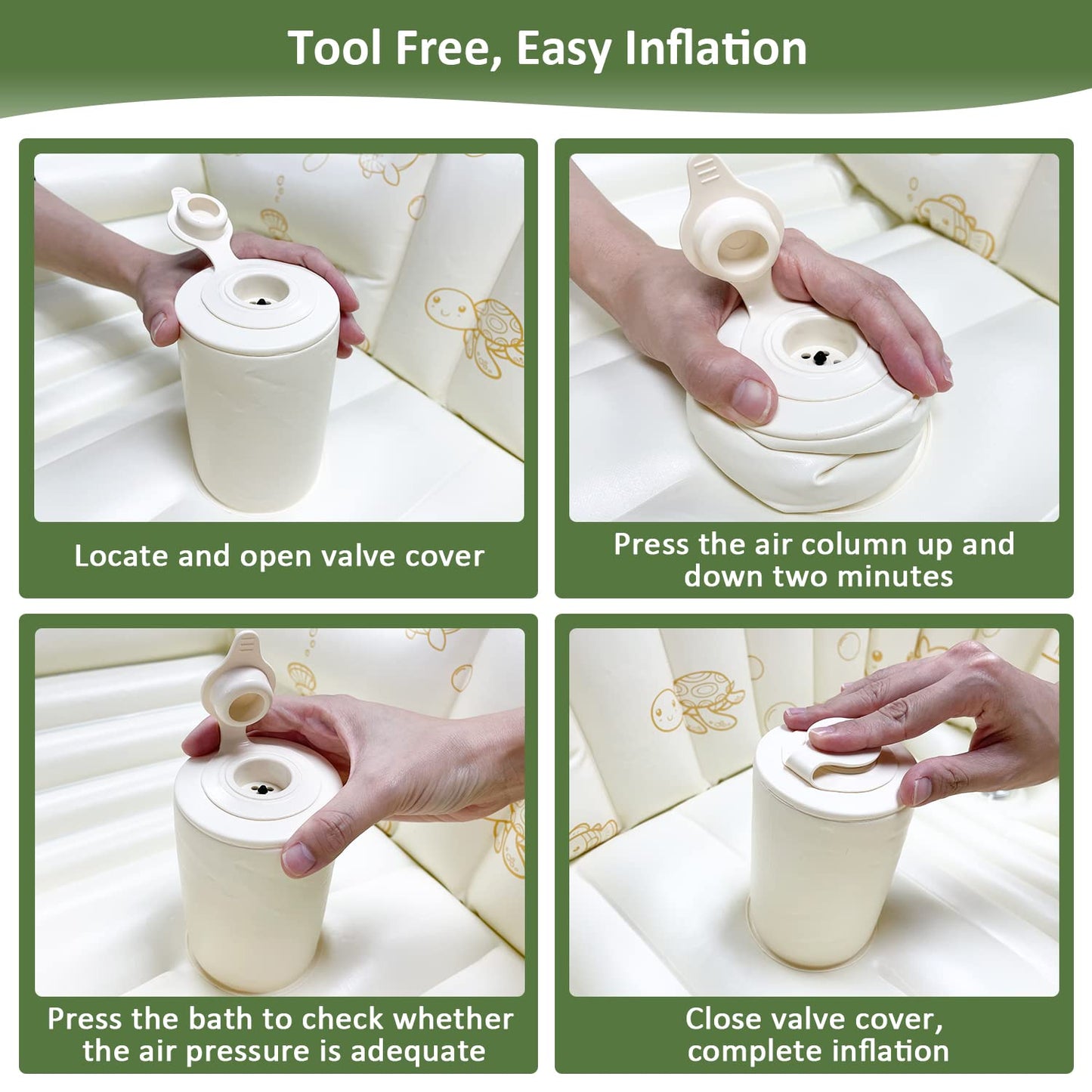 Rlozftel Baby Bathtub, Inflatable Baby Bathtub With Press Type Air Pump(Tool Free), Pvc Materials(Phthlate Free), Safety Non Sli