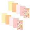 Hudson Baby Unisex Baby Cotton Flannel Burp Cloths, Peace Love Flowers 10 Pack, One Size