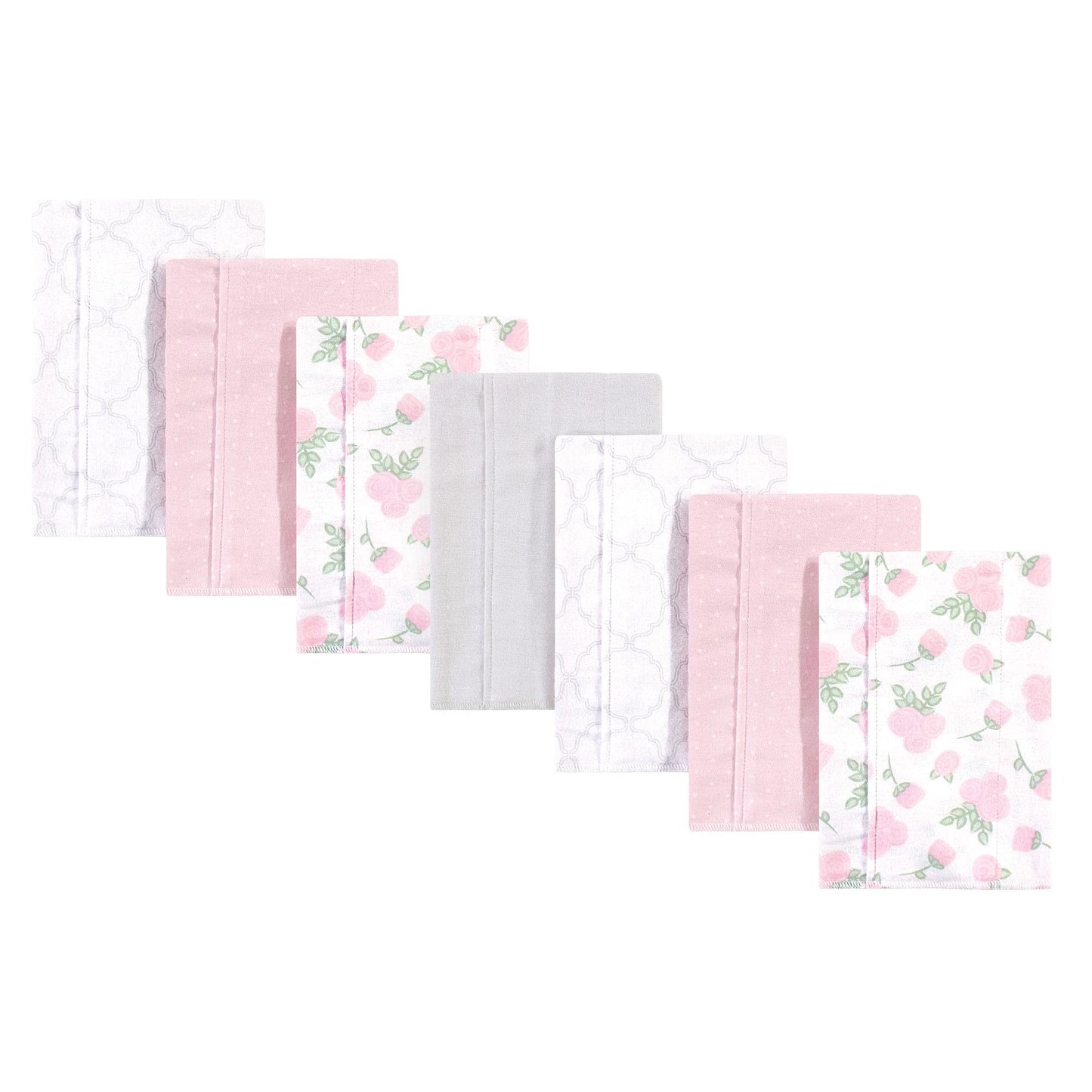 Hudson Baby Unisex Baby Cotton Flannel Burp Cloths, Pink Rose, One Size