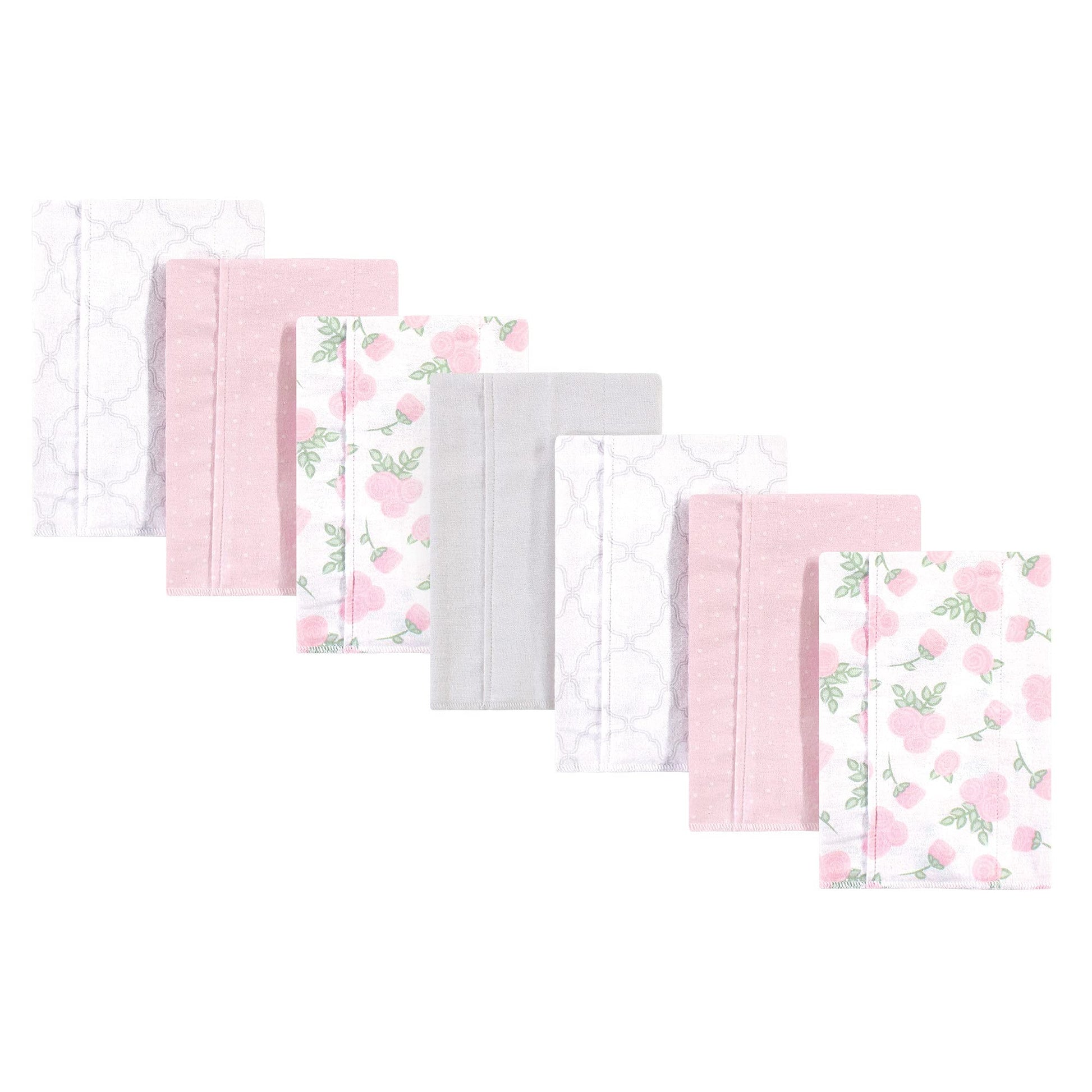 Hudson Baby Unisex Baby Cotton Flannel Burp Cloths, Pink Rose, One Size