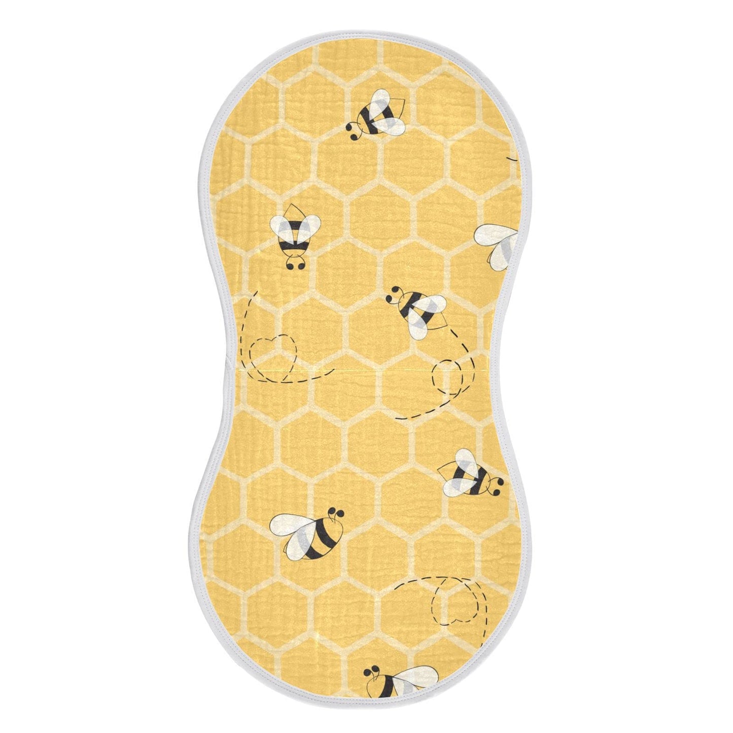 Yyzzh Cute Bee On Honey Yellow Honeycomb Muslin Burp Cloths For Baby 1 Pack 100% Cotton Baby Washcloths Bibs For Boy Girl