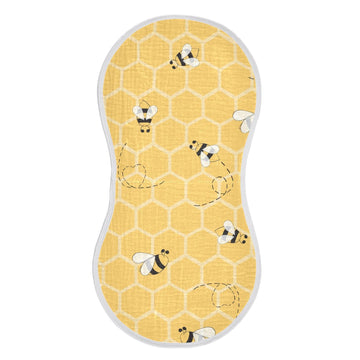 Yyzzh Cute Bee On Honey Yellow Honeycomb Muslin Burp Cloths For Baby 1 Pack 100% Cotton Baby Washcloths Bibs For Boy Girl