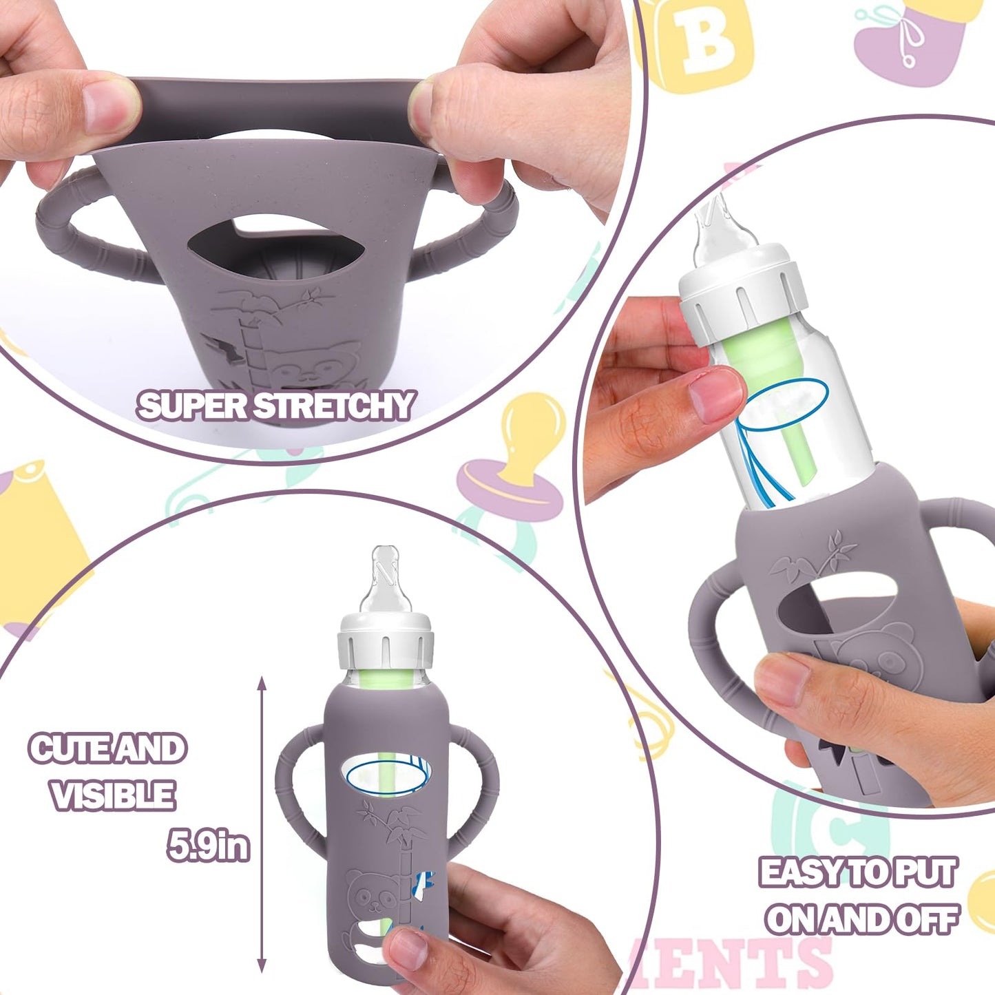 Busoha 3 Pack Silicone Sleeves For Dr. Brown'S Glass Baby Bottles - Drop Protection Baby Bottle Sleeves,Compatible With Dr. Brow