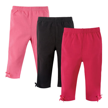 Hudson Baby Unisex Baby Cotton Pants And Leggings Pink Black, 5 Toddler
