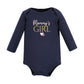 Hudson Baby Unisex Baby Cotton Long-Sleeve Bodysuits, Girl Mommy Pink Navy, 6-9 Months