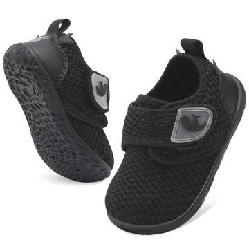 FEETCITY Barefoot Baby Walking Shoes Infant Slip On Shoes Baby Sneakers Newborn Crib Shoe Flexible Lightweight Black