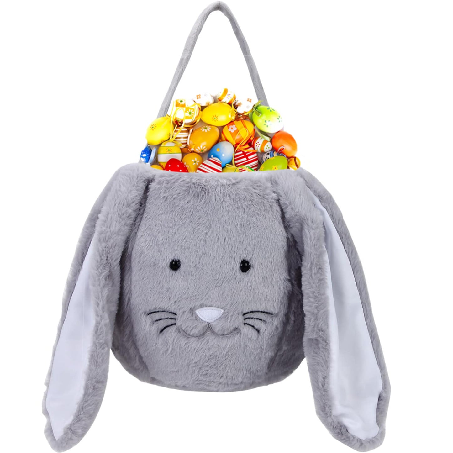 Xinblueco Plush Easter Bunny Basket Easter Buckets With Long Plush Ear Personalized Egg Hunting Easter Bags,Bunny Easter Tote Ba