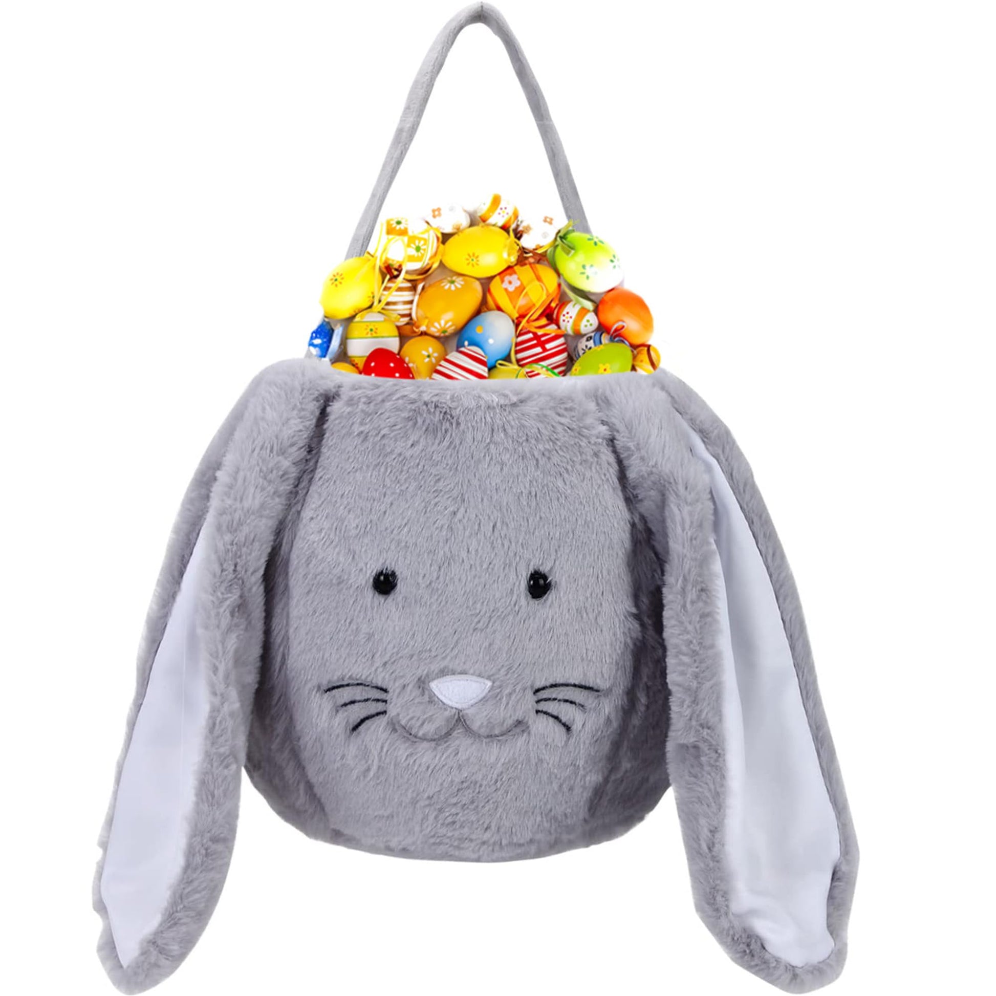Xinblueco Plush Easter Bunny Basket Easter Buckets With Long Plush Ear Personalized Egg Hunting Easter Bags,Bunny Easter Tote Ba