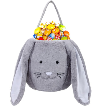 Xinblueco Plush Easter Bunny Basket Easter Buckets With Long Plush Ear Personalized Egg Hunting Easter Bags,Bunny Easter Tote Ba