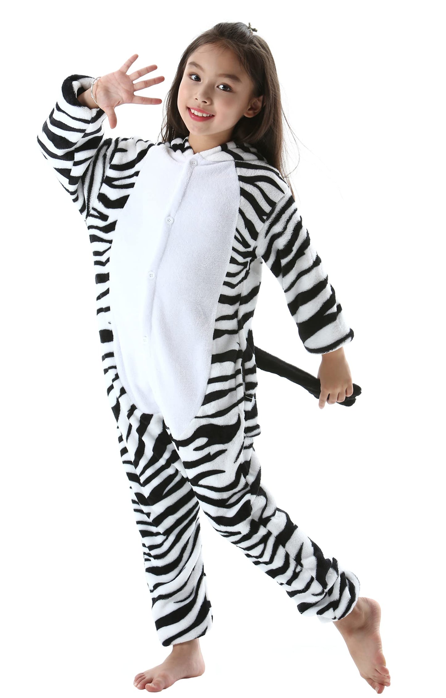 Atoz Onesie For Kids, Animal Pajamas Halloween Cosplay Costume For Girls Boys, Zebra 12-13Y