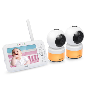 Vtech Vm5463-2 Baby Monitor 5' Screen With 2 Cameras, Pan-Tilt- Zoom, Night Light, Glow On The Ceiling Projector, Two-Way Talk,