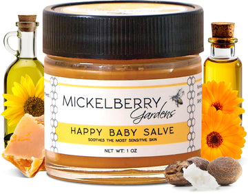 Mickelberry Gardens Herbal Baby Salve - Organic Diaper Rash Cream with Calendula & Beeswax - Natural Soothing Ointment for Sensi