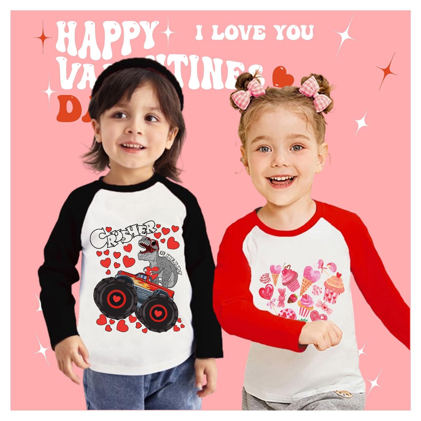 Tkria Valentine Children'S Boy Monster Truck Long Sleeve Graphic T-Shirt Kid'S I Dig You Construction Truck Valentine Day Shirt