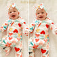 Aalizzwell Newborn Baby Girls Valentines Day Romper Infant Winter Clothes Coming Home Outfit Nb Heart Clothing White