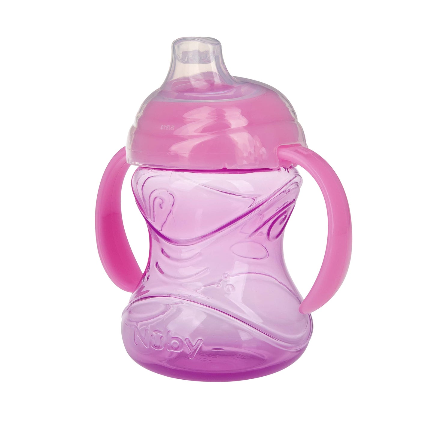 Nuby 3 Piece No-Spill Grip N Sip Cup With Silicone Soft Flex Spout, 2 Handle With Clik It Lock Feature, Girl,10 Ounce
