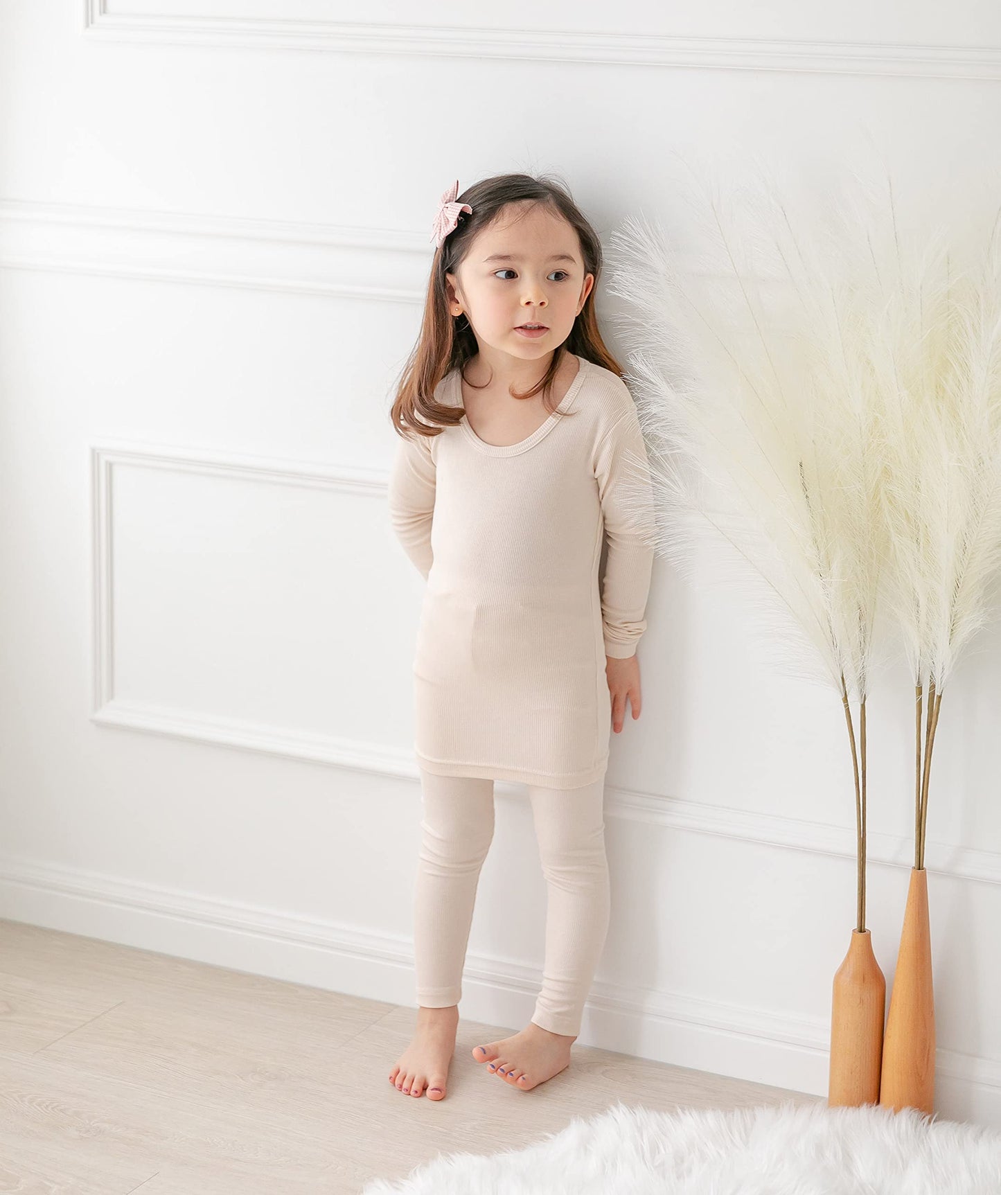 Avauma Baby Boys Girls Pajama Set Kids Toddler Snug Fit Ribbed Sleepwear Pjs For Daily Life Style (8 Years/Beige(L))