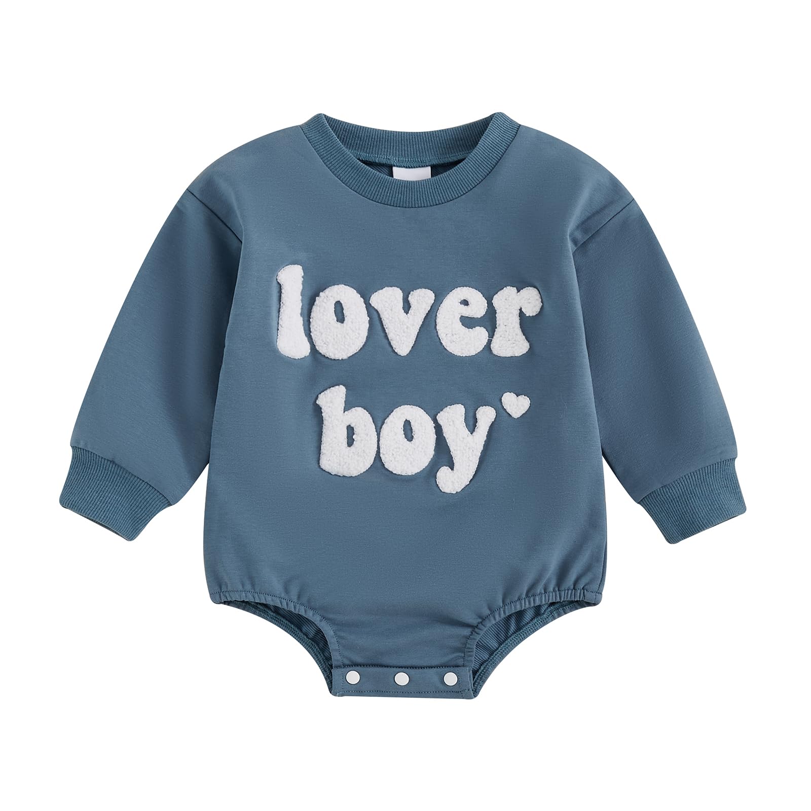 Ursobutegl Newborn Baby Boys Romper Sweatshirt Lover Boy Letter Embroidery Bodysuit Sweater Valentines Day Outfit Clothes (Blue,