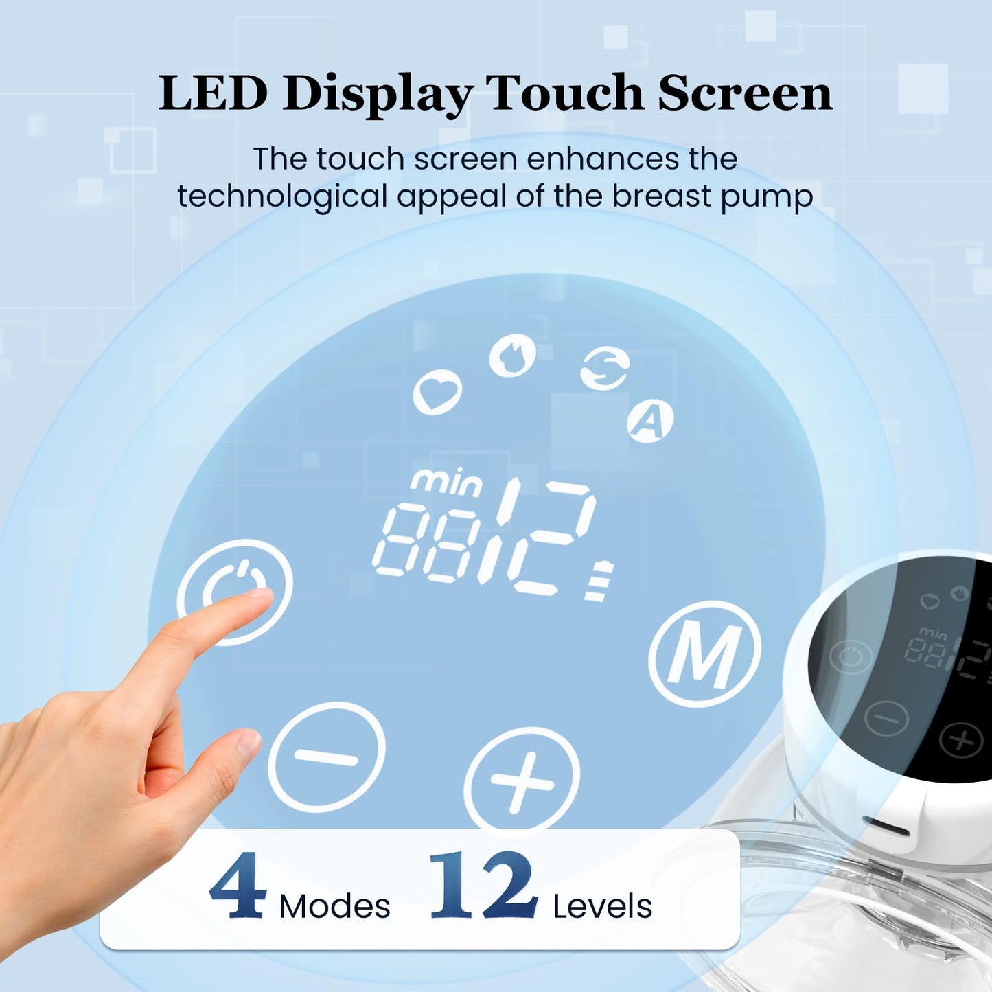 Mcadero M6 Electric Breast Pump,4 Mode & 12 Levels,Led Display, Wearable Hands-Free Breast Pump,Portable Breast Pump (White M6-N