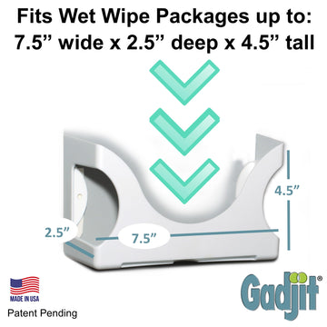 Gadjit Wet Wipes-Baby Wipe Wall Dispenser (2 Pack-White) | Mounts On A Wall And Holds Up To A 84 Count Pack Of Wipes | Keeps Wip