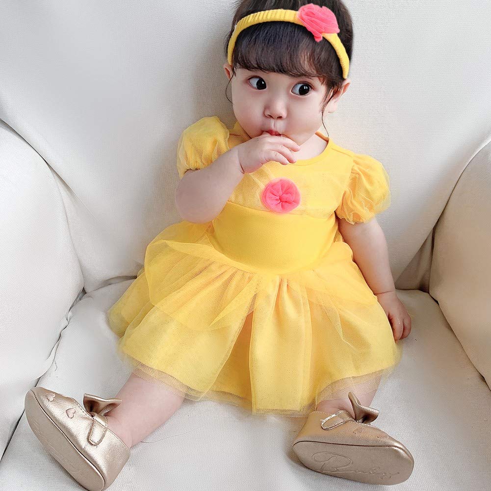 Hihcbf Baby Toddler Girls Christmas Halloween Costume Belle Princess Birthday Bodysuit Romper Tutu Dress W/Headband