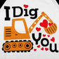 Toddler Boy Loved Heart Shirt Kids Valentine Day Outfits Excavator I Dig Heart Graphic Long Sleeve Tee Tops 4T